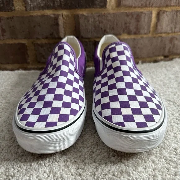Vans Classic Slip On Theory Checkerboard Purple Sneakers - Picture 3 of 10
